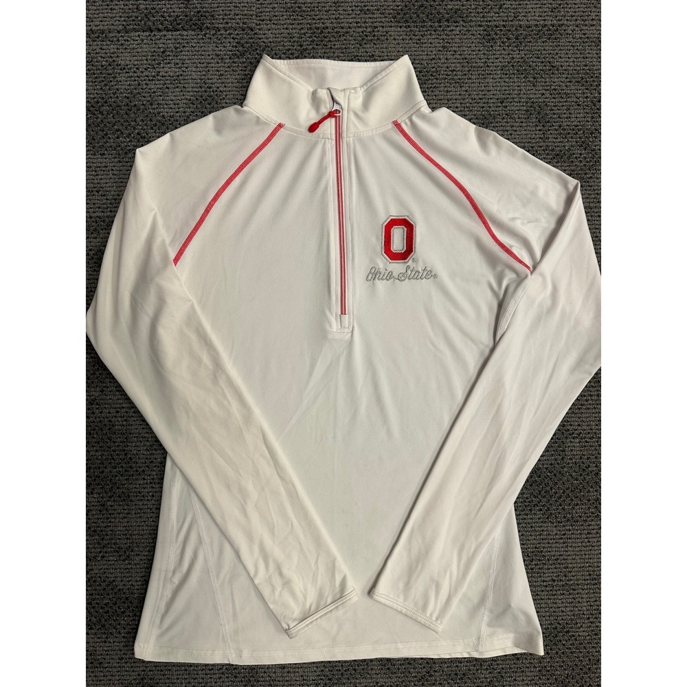 Scarlet & Gray Ohio State Buckeyes Womens Quarter Zip Pullover White Medium
